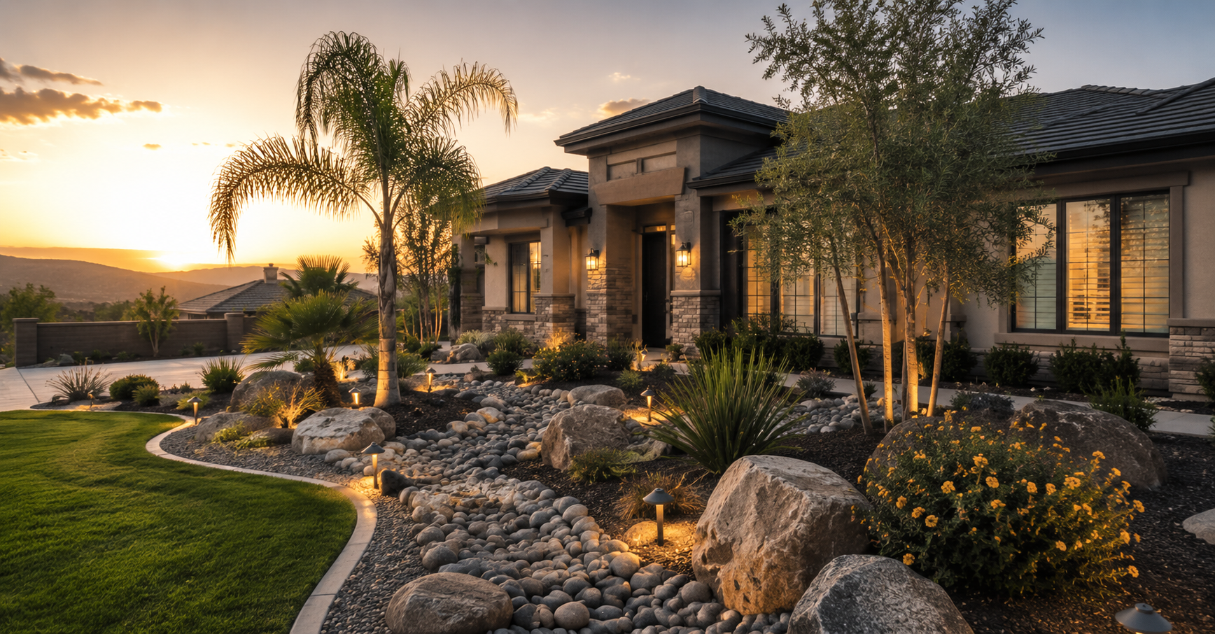 Premium landscape supply yard with river rock and gravel
